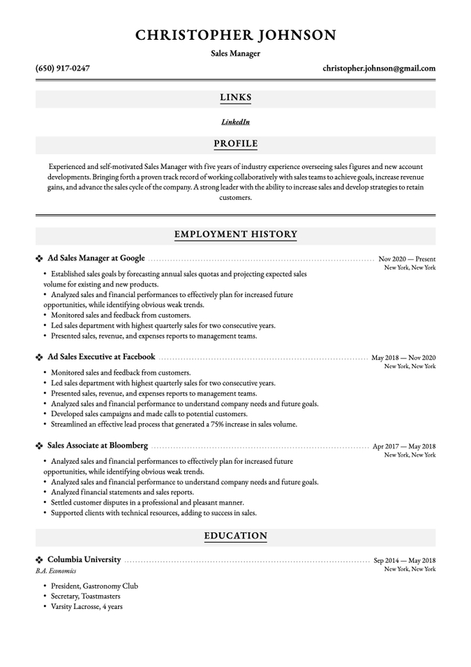simple resume samples 2022